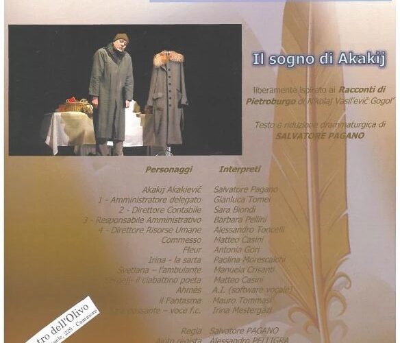 Il 5 aprile al Teatro dell’Olivo in scena Il sogno di Akakij, spettacolo a scopo benefico